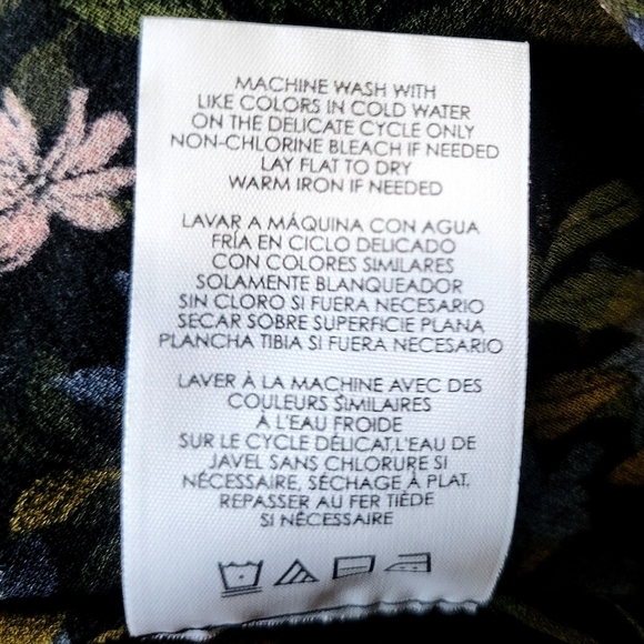 Cabi Women's Floral Sheer Button Up Ruffle Collar Blouse - Black and Blue-Size S - Picture 6 of 10